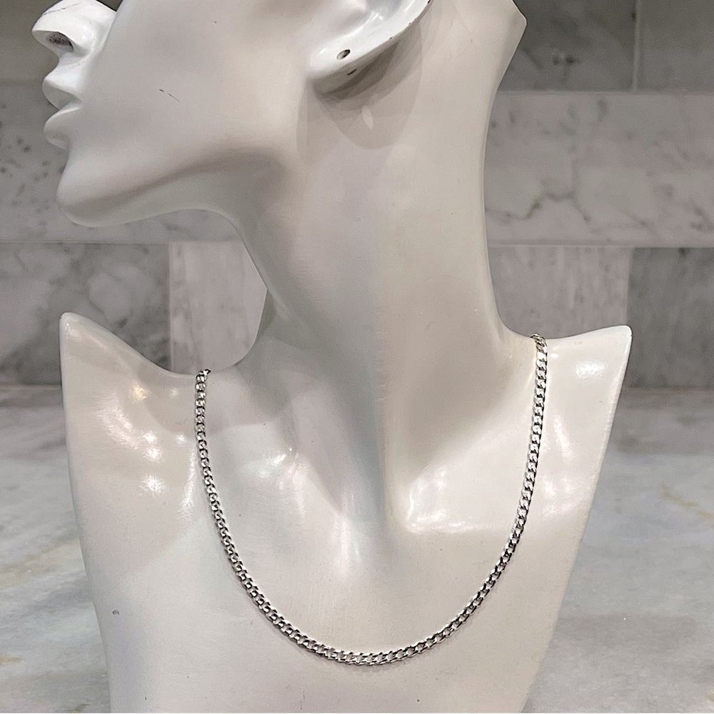 Sterling Silver 20” Italian Flat Curb Chain - Picture 5 of 9